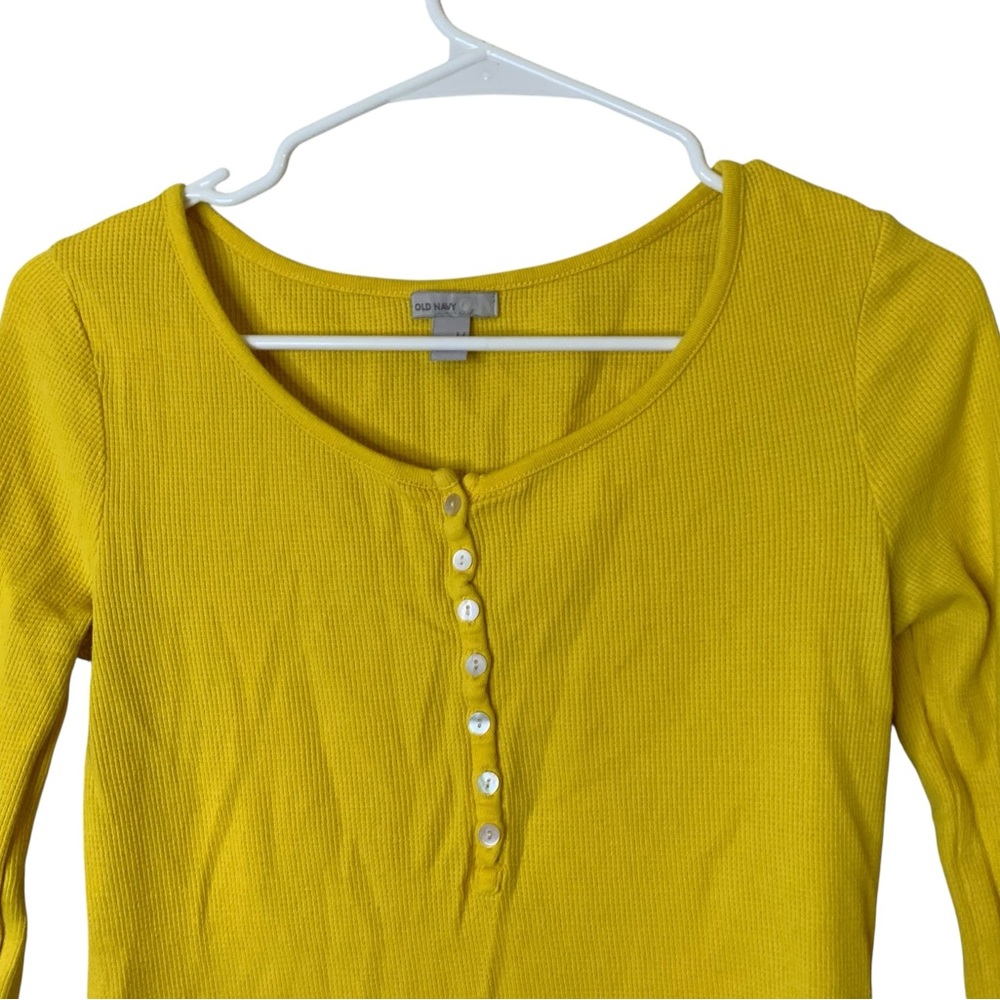 Vintage Old Navy Y2K Henley Size M Preppy 90S Thermal Waffle Knit Grunge - Picture 3 of 7